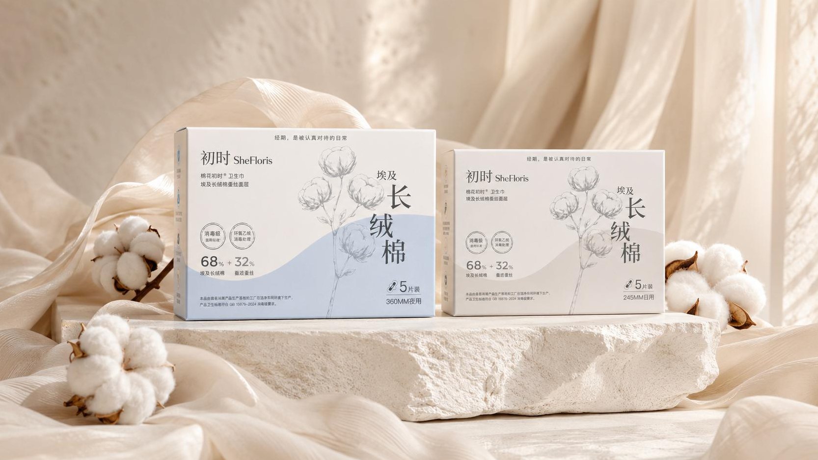 栖花初时日用与夜用卫生巾
